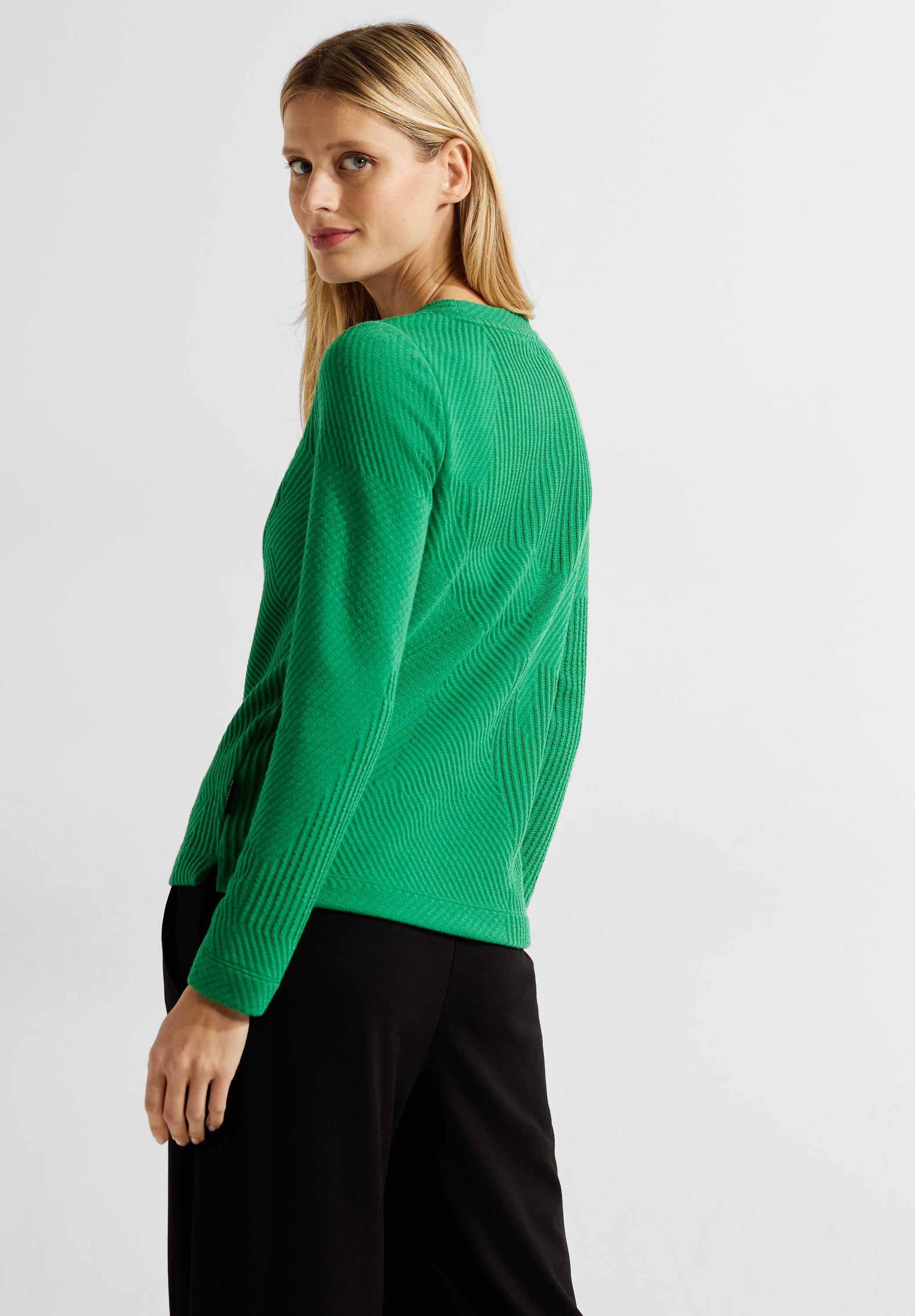 Cecil Langarmshirt mit Struktur | easy green | S | Shirts